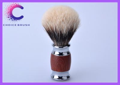 China Natural rose wood handle shaving brush two band badger hair knots with chrome mental parts for sale