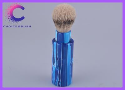 China Portable Small Travel Shave Brush with silvertip badger blue color handle for sale