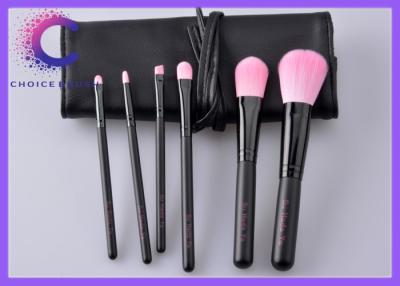 China Professional makeup brush sets 6pcs with leather case black pocket for sale