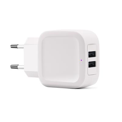 China 2019 Mobile Phone Made in China CE RoHS Battery Charger EU Plug 2 Port Dual Port Wall Charger for sale