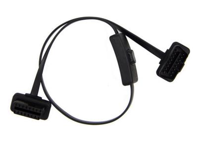 China OBD2 OBDII J1962 Right Angle Male to Female Extension Flat Cable with Switch for sale