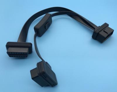 China Mann 24V OBD2 OBDII J1962, zu verdoppeln weibliches flaches Kabel der Spalten-Y mit Schalter zu verkaufen