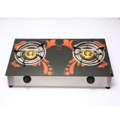 China Hotel CE Certificate Tempered Glass 2 Burner Table Top Portable Home Camping Gas Stove for sale