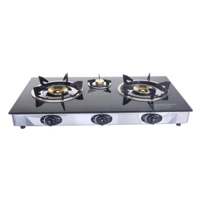 China Wholesale Hotel CE Certificate China Table Tempered Glass 3 Burner Gas Stove for sale