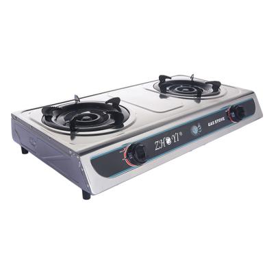 China Portable outdoor hotel CE certificate double burner stainless steel table lpg gas stove for sale