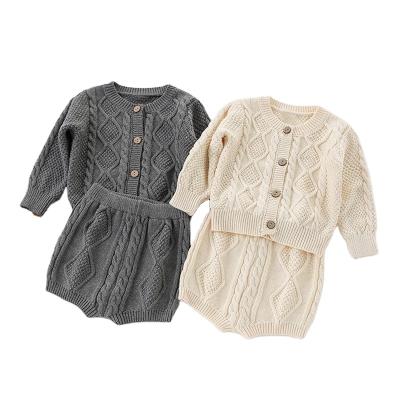 China ZHBB Australia Newborn Knitted Anti-Shrink Winter Baby Sweater Outfits Jumper Sets Cardigan Shorts 2pcs Infant Suits for sale