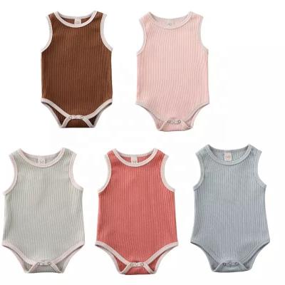 China 100% Australia Baby Rompers Summer Korean Organic Cotton Sleeveless Newborn Knitted Overalls For 0-12Months for sale