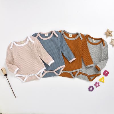 China Newborn 100% Australia Cotton Baby Rompers Korean Organic Solid Long Sleeve Newborn Knitted Jumpsuits For 0-12Months for sale