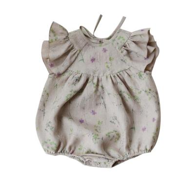 China 100% baby sleeve fly rompers floral baby romper australia canvas baby jumpsuits summer korean pure cotton canvas for sale