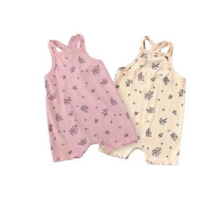 China Girls Romper 100% Rib Cotton Baby Jumpsuits Baby Summer Newborn Romper CIS Australia Floral Cotton Jumpsuits for sale