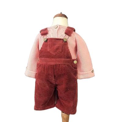 China Overall IDS Autumn Spring Kids Pants Suspender Front Back Pockets Corduroy Cotton Color Fade Proof Australia Sleeveless Newborns For 0-6 Years for sale