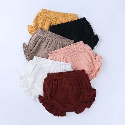 China Color Fade Proof KTFS Australia USA Fashions Kids Girls Shorts Plain Ruffles Cotton Infant Organic Canvas Babies Undo Summer for sale