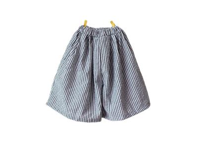 China Korean INS Children's Boutique Forest Style Summer Girls Pants Color Fade Proof FMFS Pants Striped Shorts Canvas Cotton for sale