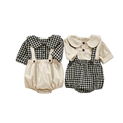 China ZHBB INS Baby Plaid Shirts Autumn Spring Shirts Korean Anti-Shrink Turn-Down Collar Toddler Girls Infant Blouses for sale