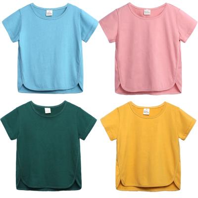 China Korean KTFS Anti-Shrink Kids Girls T-shirts Summer Tops Casual Plain Cotton Short Sleeve Kids Boys Tees For 1-10 Years for sale