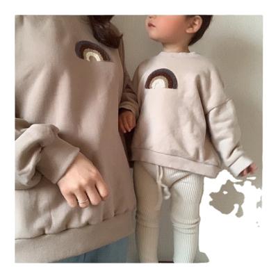 China Korean Statistical Institute Cotton Anti-Shrink Korean Baby Clothes Newborn Rainbow Long Sleeve Hoodies Boutique Baby Sweatershirts for sale