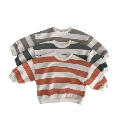 China LZL Australia USA Unisex Newborn Warm Cotton Sweatershirts Autumn Baby Hoodies Striped O-Neck Anti-Shrink Infant Coat for sale