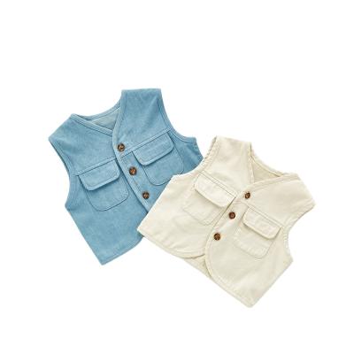 China ZHBB Australia USA Anti-Shrink Korean Infant Outwears Sleeveless Collar Front Pockets Baby Coat Turn-down Vest Winter Baby Jacket for sale