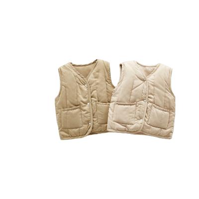 China ZHBB Australia USA Anti-Shrink Korean Infant Outwears Sleeveless V-neck Front Pockets Baby Waistcoat Winter Baby Jacket for sale