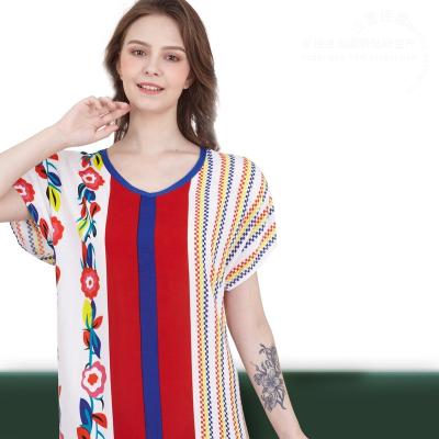 China 2020 new muslim long robe loose short sleeve printed embroidered muslim long robe islamic robe abaya nightgown for sale