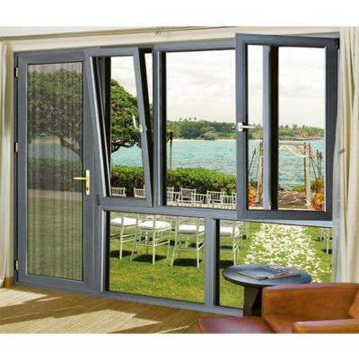 China Folding Aluminum Screen Frame Casement Mosquito Net Window With Double Tempered Glass for sale