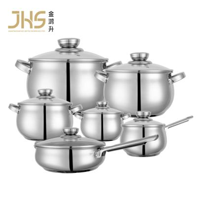 China Viable wholesale JHS pots and pans kitchen stainless steel cookware sets with saucepan pan for sale