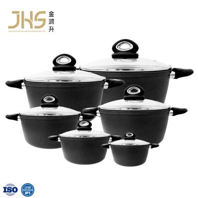 China JHS 12 Piece Forged Non Sustainable Wholesale Aluminum Cookware Stick Casserole Set for sale