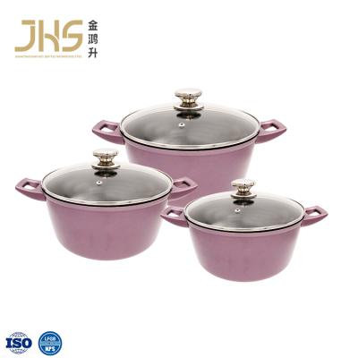 China JHS Sustainable 6 Piece Induction Aluminum Stick Non Cooking Pot Set Casserole Cookware Casserole for sale