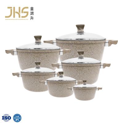 China 12 Piece Adhesive Casserole Pot Cookware Sets Non Sustainable JHS Aluminum Stick Non Cooking Casserole for sale