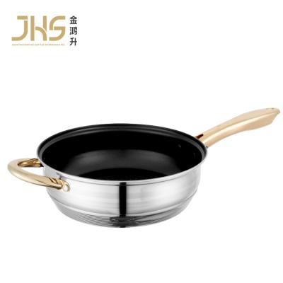 China JHS Viable Factory Non Stick Stainless Steel Nonstick Cooking Pan Non Stick Deep Fryer Cookware Nonstick Pan with Lid for sale