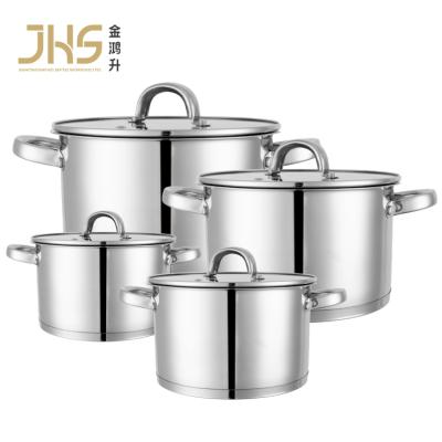 China JHS Sustainable Kitchen Lid Stainless Steel Glass Casserole Cookware Cooking Pots Set for sale