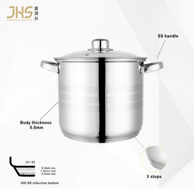 China JHS Sustainable Kitchen Cooking Stock Pot Cauldron Stainless Steel Soup Pot Set for sale