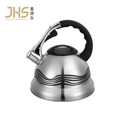 China JHS 3l Stainless Steel Whistling Kettle Viable Silvery Water Viable Tea Whistling Kettle With Plastic Cool Handle For Stove Top for sale