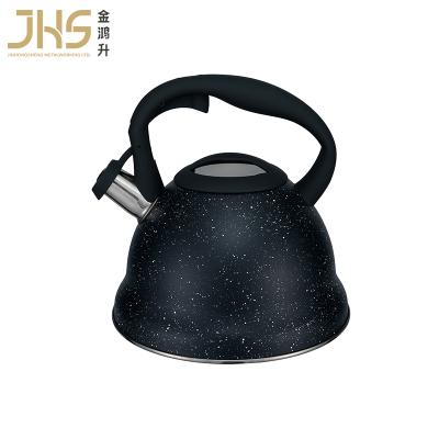 China JHS Wholesale Price Black Stainless Steel Whistling Kettle 3l Viable Whistling Kettle With Silicone Plastic Handle for sale