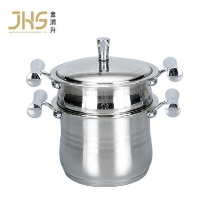 China JHS Sustainable Two Three Five Layer Stainless Steel Couscous Pot Stock Cooking Steamer With SS Cover Lid for sale