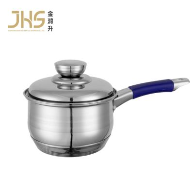 China JHS induction cookware milk pot snow pan stainless steel sustainable saucepan with lid for sale