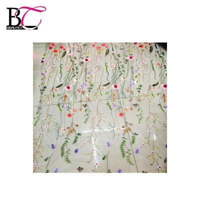 China Other daisy embroidery quipre lace voile fabric polyester for sale