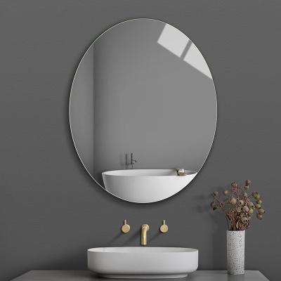 China Customized Lighted Single Post Oval Mirror Hotel Guest House Hanging Bathroom Mirrors Wall Mirror for sale