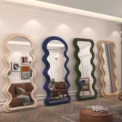 China Fashion full body mirror girls bedroom living room decoration floor stand dressing mirror fashion wave mirror for sale