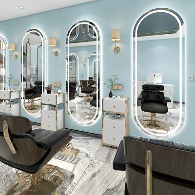 China Lighted Hairdressing Furniture Styling Station Mirror Salon Mirror With Led Lights Hair Salon Mirrors for sale