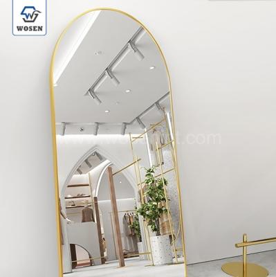 China Contemporary custom wholesale luxury arched black golden full-length long body standing floor home decor dressing wall mirror espejo spiegel for sale