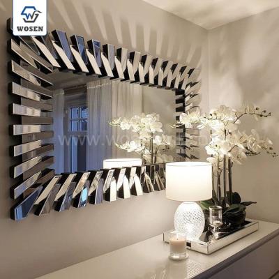 China Modern Decorative Modern Living Room Hallway Wall Wooden Mirror Frame Hang Wall Mirror Venetian Frameless for sale