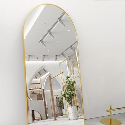 China Contemporary custom wholesale luxury arched floor dressing bathroom wall mirror espejo longtime integral black silver gold spiegel for sale