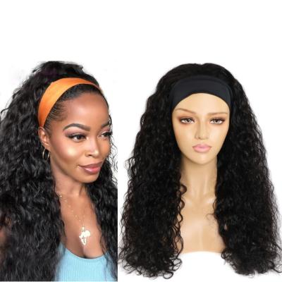 China 2022 New Trend Water Wave Natural Virgin Remy Brazilian Human Hair 10-28inches Water Wave Headband Wigs Wholesale Price Scarf For Women for sale