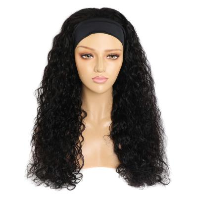 China Natural Water Wave March Expo Wholesale Price Virgin Remy Brazilian Human Hair Long Short Water Wave Headband Wigs For Black Women for sale