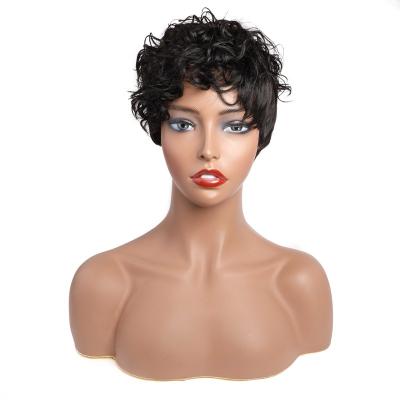 China Wholesale Silky Straight Wave Ready To Ship Pixie Straight Curly Glueless Remy Color Short Cuticle Aligned Blow Virgin Hair 6inch Virgin Hair Wig for sale