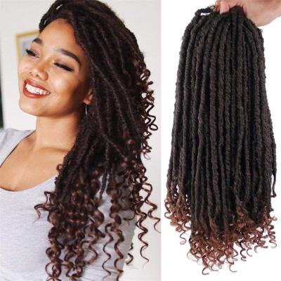 China Wholesale new wave synthetic cheap soft ombre dread price synthetic hair crochet braids hair extensions sister goddess curly faux locs for sale