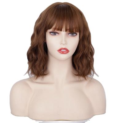 China 2022 Clean Soft Synthetic Heat Resistant Wigs 10/12/30# Color Daily Short Bob Water Wave Female Wigs Machine Made for sale