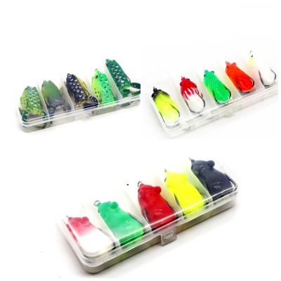 China Five styles set soft box frog lure contains ducks, mice, frogs, toads soft tube bait plastic lure fishing frog to lure soft frog lure 2 for sale