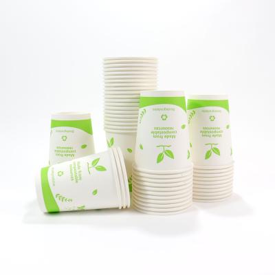 China Disposable Disposable JIANI 8OZ-20OZ Custom disposable single wall paper cups biodegradable PLA coating coffee cups for sale